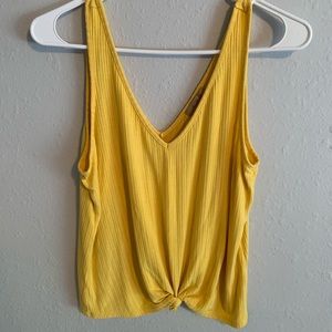 Yellow Tie Front Tank Top